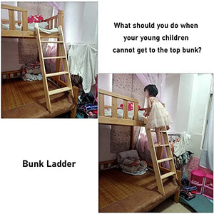 LXLA Solid Wood Bunk Ladder with Anti-Slip Rubber Feet, 1.25m/1.5m, Children's Loft Bed Accessory, Load 90kg/198lbs