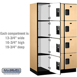 Salsbury Industries 6ft High 21in Deep Maple 4-Tier Designer Wood Locker with 3 Wide Storage Units