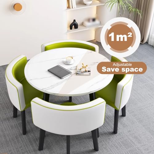 PYJYWAN Office Table and Chair Set - Small Conference Negotiation Dining Set - Space-Saving - Gray Round Table + Gray Chair