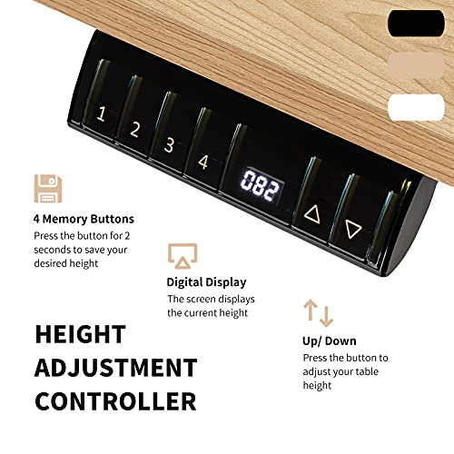 RELAX4LIFE Electric Height Adjustable Standing Desk Lifting Gaming Table Workstation W/Mouse Pad, 4 Programmable Presets Controller, Home Office Memory Stand Up Desk(55” x 28”, Natural+Black)