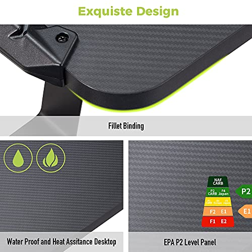 EUREKA ERGONOMIC 65" Electric Height Adjustable Gaming Desk with RGB LED Lights and Extended Mouse Mat