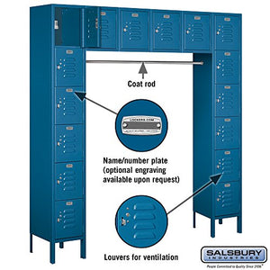 Salsbury Industries 66016BL-U Six Tier Box Style Bridge 16 Box 18-Inch Deep Unassembled Standard Metal Locker, Blue