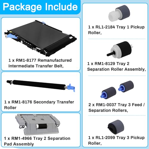 Kelegaan Transfer Kit for Color Laser Printers CM3530 / CP3525 / M570 / M575 - Includes RM1-8177 ITB, Transfer Roller, and Roller Kit