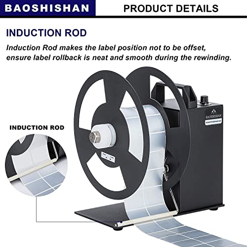 BAOSHISHAN Automatic Label Rewinder Rewinding Machine Label Width 120mm/4.7inch Diameter 220mm/8.7inch Core Holder 1/1.5/3 inch 110V (A6)