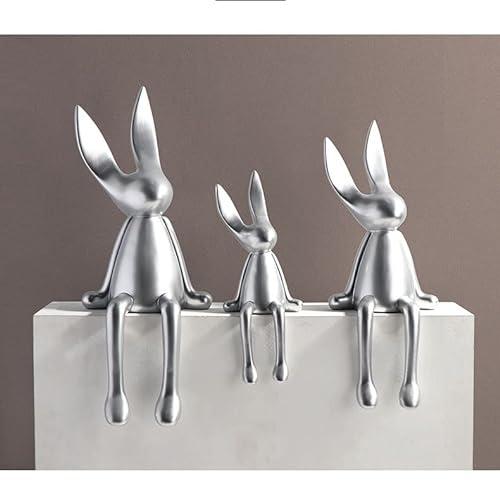 BinOxy Silver Rabbit Sitting Posture Statue Decor (Size B)