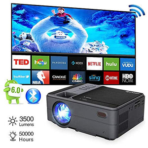 Portable Bluetooth Projector, Wireless WiFi Theater Projector for Laptop DVD Player TV Stick Computer, Smart LED Projector Support Full HD 1080p HDMI USB, Ideal for Home Entertainment Video Gaming