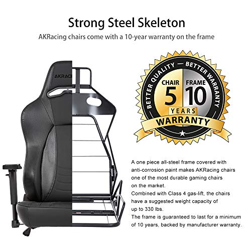 AKRacing Office Series Obsidian Ergonomic Computer Chair with High Backrest, Recliner, Swivel, Tilt, Rocker and Seat Height Adjustment Mechanisms with 5/10 warranty - Carbon Black
