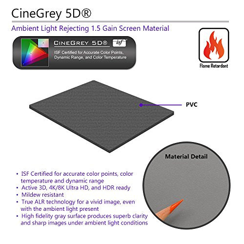 Elite Screens ezFrame CineGrey 5D, 135" Diagonal 16:9, 8K 4K Ultra HD Ready Ceiling Light Rejecting and Ambient Light Rejecting Fixed Frame Projector Screen, CineGrey 5D Projection Material, R135DHD5