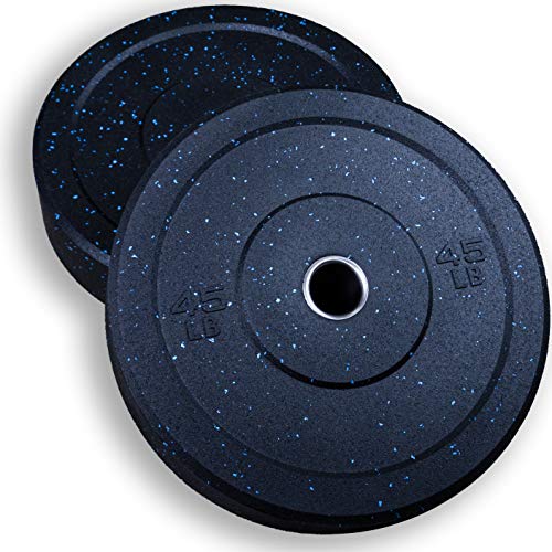 GRIND Fitness Fleck Crumb Rubber Plates, Colored Olympic Weight Plates, Bumper Free Weights for Weight Lifting and Strength Training, Sold in Pairs, 2" Steel Insert (45lb Pair)