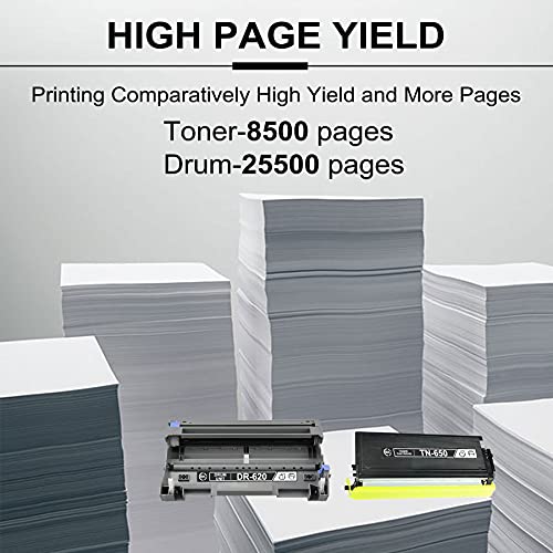 TN-650 TN650 Toner Cartridge & DR-620 DR620 Drum Unit Compatible Replacement for Brother HL-5240 5250DN/DNT 5380DN MFC-8370 8680DN 8690DN 8860DN 8870DW 8880DN 8890DW DCP-8060 8065DN Printer (6 Pack)