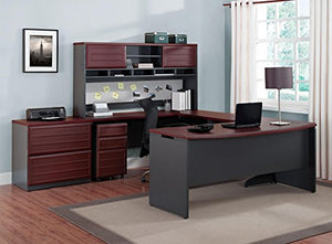 Ameriwood Home Pursuit U-Shaped Desk with Hutch Bundle, Cherry