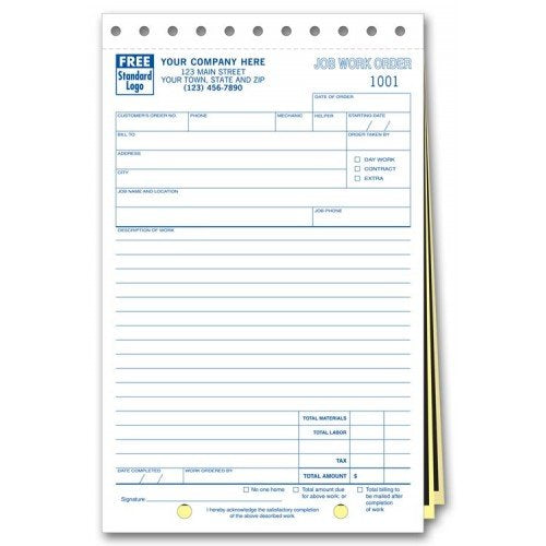 Job Work Orders, Carbon Copy