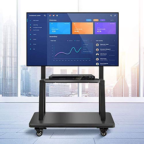 YokIma Portable Mobile TV Cart with Wheels, Height Adjustable Stand for 32-75 Inch LCD LED TV Screens