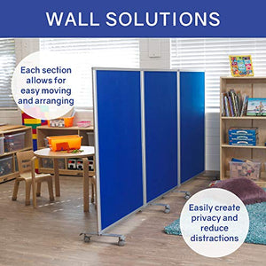 ECR4Kids Mobile Flannel Felt Room Divider and Partition, Double-Sided, Rolling Caster Wheels, Lesson Board, Mobile Wall for Classrooms and Offices, Collapses for Easy Storage, 3-Panel