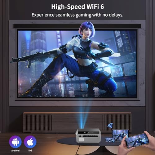 ZCGIOBN 4K Daylight Projector with Auto Focus & Keystone, 5G WiFi, Bluetooth, 1200ANSI, 100" Anti-light Screen, Android TV - Outdoor Movie Smart Projector