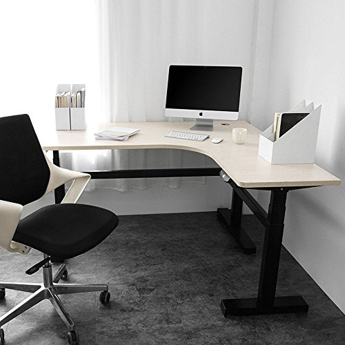 OUTO Electric Lifting Desk The l-Shaped Wireless Remote Control Electric Lifting Desk Standing Desk Memory Desk Learning to Write (White)(Without top Panel)
