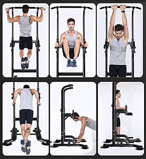 JYMBK Training Fitness Workout Station Power Tower Pull Up Bar with Elbow Support Height Adjustable Dip Stand Station for Home Gym Strength Training Workout Equipment