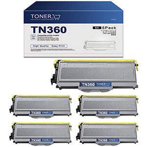 TN360 TN 360 Toner Cartridge Compatible Replacement for Brother TN-360 MFC-7440 HL-2125 HL-2140 HL-2150 MFC-7040 MFC-7320 MFC-7340 MFC-7345N MFC-7440N MFC-7840 MFC-7840W Printer (5-Pack,Black)