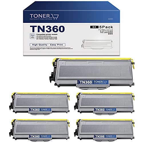 TN360 TN 360 Toner Cartridge Compatible Replacement for Brother TN-360 MFC-7440 HL-2125 HL-2140 HL-2150 MFC-7040 MFC-7320 MFC-7340 MFC-7345N MFC-7440N MFC-7840 MFC-7840W Printer (5-Pack,Black)
