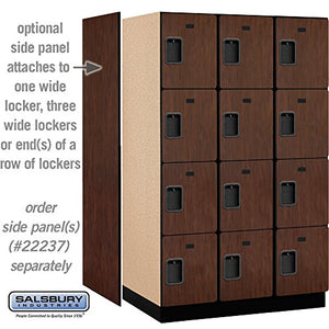 Salsbury Industries Mahogany 4-Tier Extra Designer Wood Locker with Three Wide Storage Units, 6-Feet High by 24-Inch Deep