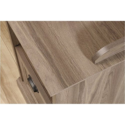 Pemberly Row Home Office L Shaped Corner Desk with Computer Tower Storage Salt Oak Finish