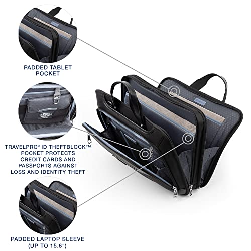 Travelpro Platinum Elite-Slim Business Laptop Briefcase, Shadow Black, 16-Inch