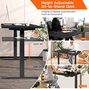 COSTWAY Electric Standing Desk, 55" x 28" Dual Motor Height Adjustable Sit Stand Desk with Memory Presets - Black