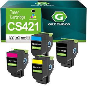 GREENBOX Remanufactured Toner Cartridge Replacement for Lexmark 78C1XK0 78C1XC0 78C1XM0 78C1XY0 for CS421dn CS521dn CS622de CX421adn CX522ade CX625ade Printer (1 Black, 1 Cyan, 1 Magenta, 1 Yellow)