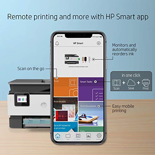 HP OfficeJet Pro 9015 All-in-One Wireless Printer, with Smart Home Office Productivity, HP Instant Ink, Works with Alexa (1KR42A)