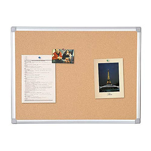 Bi-silque Cork Board with Mount Hardware, 6 by 4-Feet, Aluminum Frame