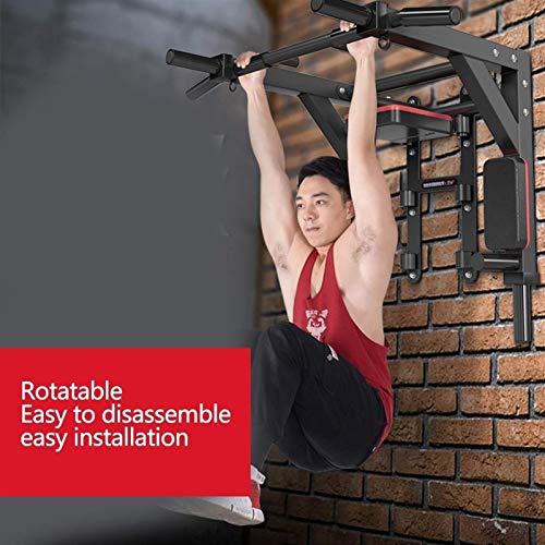 ZXNRTU Wall Mounted Pull-Up Bar Multi-Grip Chin-Up Bar Dip Stand Power Tower Set for Home Gym Strength Training Equipment (Color : White)