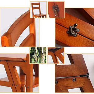 LUCEAE Folding Wooden Step Stool, 4 Steps Portable Shoe Closet High Stool