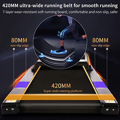 FUNMILY Treadmill for Home, Folding Treadmills with Desk and Bluetooth Speaker, Portable Electric Treadmill Machine for Running Walking Workout, 265 LBS Weight Capacity (Silver)
