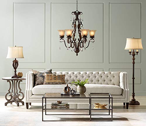 Barnes and Ivy Traditional Italian Floor Lamp Candelabra Style 4-Light 64.5" Tall Bronze Brown Gold Bell Shade