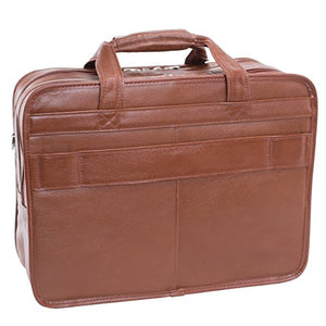 McKlein, S Series, WEST Town, Pebble Grain Calfskin Leather, 17" Leather Fly-Through Checkpoint-Friendly Patented Detachable -Wheeled Laptop Briefcase, Brown (15704)
