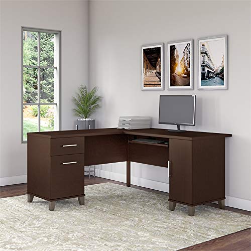 Bush Furniture Somerset 60W L Shaped Desk in Mocha Cherry