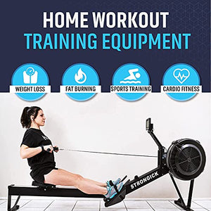 Rowing Machine, Foldable Rower, 10 Levels Air Resistance, LCD Display & Bluetooth Connectivity, Preset Workouts, for Indoor Use