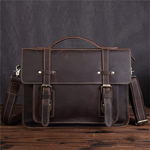 BZLSFHZ European and American Fashion Men's Handbag Postman Business Briefcase Shoulder Diagonal Bag (Color : A, Size : 27 * 9 * 35cm)