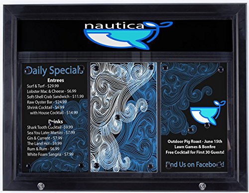 Weather Resistant, Magnetic Surface, Bulletin Board with Swing-Open Locking Door, Wall Mounted, Black Finish Aluminum Frame, for Indoor Or Outdoor Use