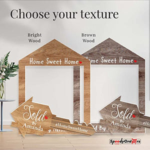 Giant Key Sold Sign For Realtors - Customized Real Estate Sold Key - Personalized Sold Sign For Marketing - Gold Realtor Sold Key Sign - Real Estate Closing Prop House Key - Bundle Bright Wood Size L