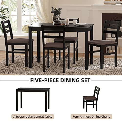 Uneeruiqy 5-Piece Dining Table Chair Set with Upholstered Tufted Chairs