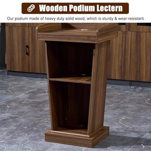 VducK Floor Standing Pulpit Lectern - Wood Grain Podium Stand