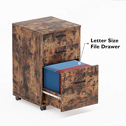 Tribesigns 83 Inch Industrial L-Shaped Desk with File Cabinet Letter Size, Large L Shapes Computer Desk Reversible Study Table Workstation for Home Office with Storage Drawers, Rustic Brown