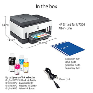 HP Smart Tank 7301 Wireless All-in-One Cartridge-free Ink Tank Printer, up to 2 years of ink included, mobile print, scan, copy, automatic document feeder (28B70A)