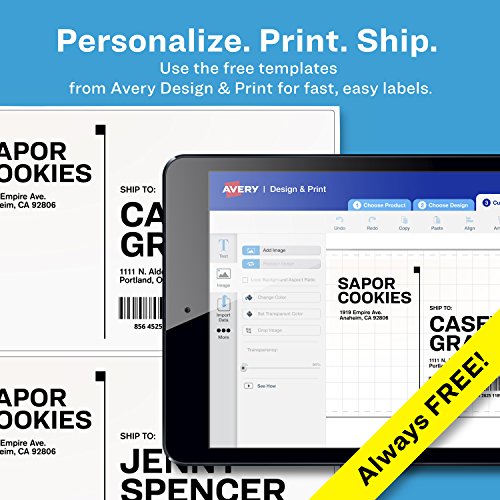 Avery Shipping Address Labels, Laser Printers, 1,000 Labels, Half Sheet Labels, Permanent Adhesive, TrueBlock (95900)