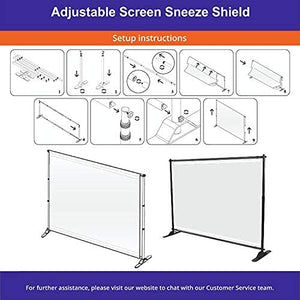 BannerBuzz Floor Standing Sneeze Guard-Full Tarp with Adjustable Banner Stand Isolation Barrier-Clear Film Protective Shield for Cafes,Retail Store,Cashier,Reception (6X8 Ft)