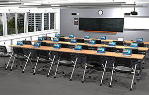 Team Tables Folding Training Meeting Seminar Classroom Tables with Industrial Caster Z-Base - Model 5552 27pc Beech - Power+USB Outlet - Fold+Nest - Seating Included