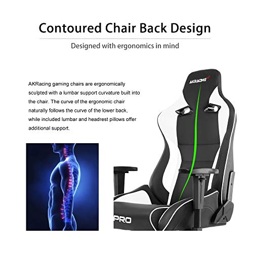 AKRacing Masters Series Pro Luxury XL Gaming Chair with High Backrest, Recliner, Swivel, Tilt, 4D Armrests, Rocker & Seat Height Adjustment Mechanisms, 5/10 Warranty