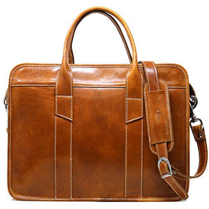 Floto Roma Slim Briefcase Men's Business Case (Olive (Honey) Brown)