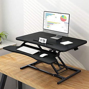 None Standing Desk Converter Stand up Desk Riser Ergonomic Sit Stand Desk Adjustable Height Lift Desks Computer Workstation for Home Office (Black)